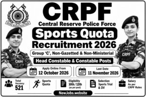 CRPF Constable Sports Quota Recruitment 2026 Group C Head Constable and Constable Posts