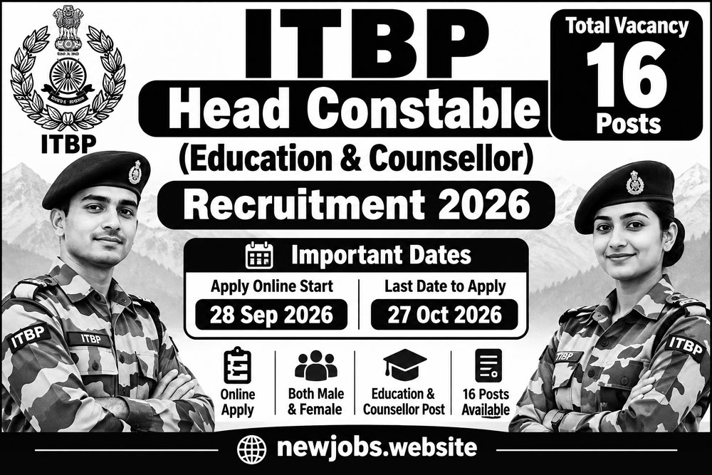 ITBP Head Constable (Education & Counsellor) Recruitment 2026