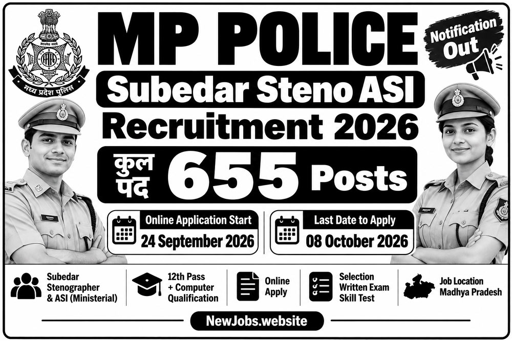 MP Police Subedar Steno ASI Recruitment 2026 655 Posts