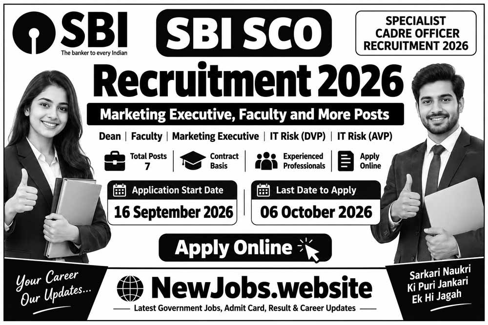 SBI SCO Recruitment 2026 – Marketing Executive, Faculty and More Posts