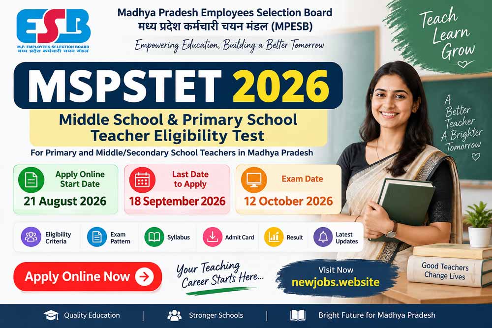 MPESB MSPSTET 2026 Online Form for Primary and Secondary Teacher Eligibility Test