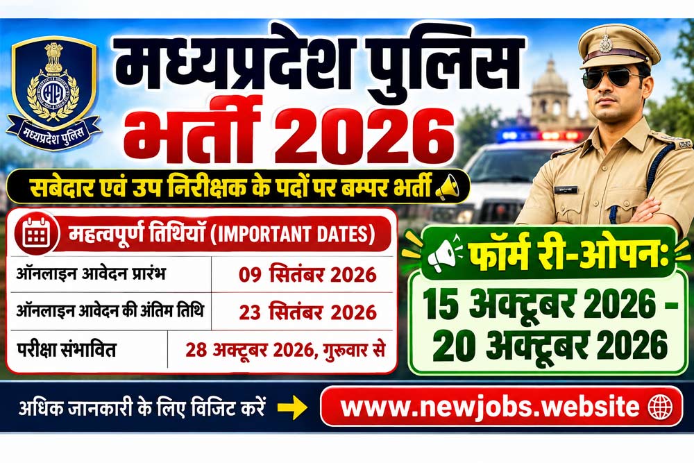 MP Police Subedar and SI Recruitment 2026 Poster with Form Reopen Date 15 October to 20 October 2026