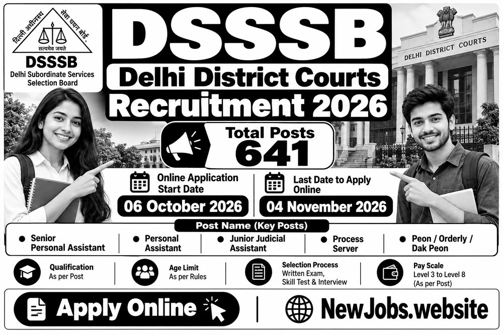 DSSSB Delhi District Courts Recruitment 2026 – 641 Peon, Personal Assistant and Other Posts