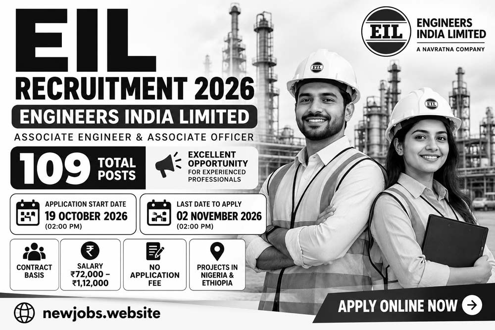 EIL Recruitment 2026 poster for 109 Associate Engineer and Associate Officer vacancies
