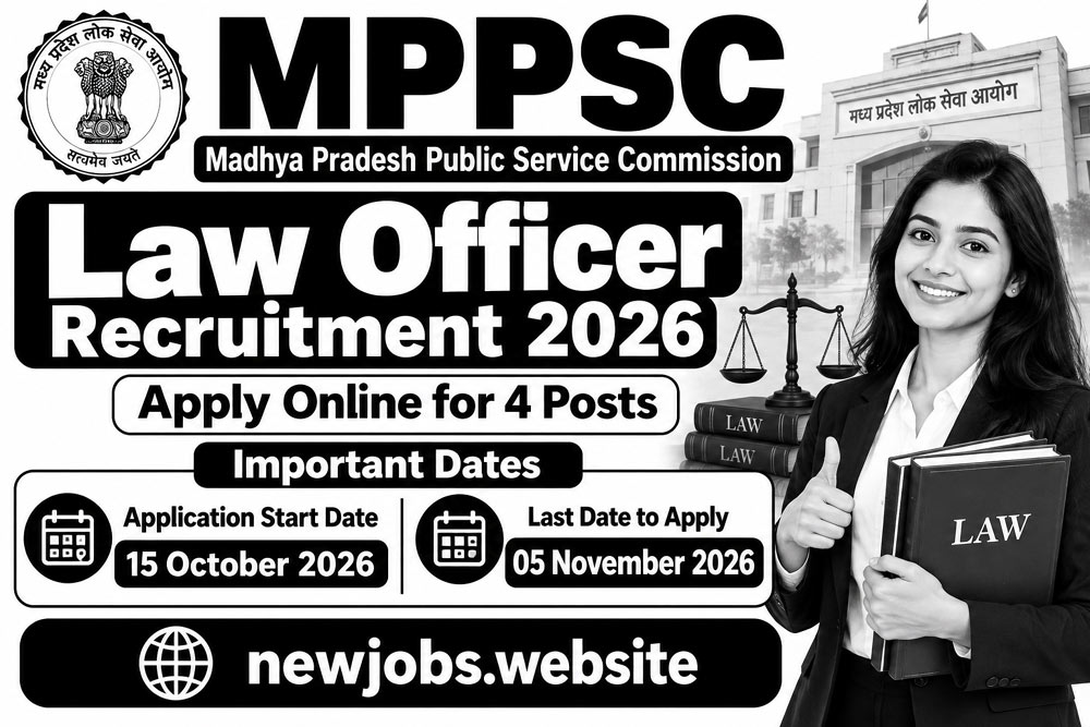 MPPSC Law Officer Recruitment 2026 Apply Online for 4 Posts, Application Start Date 15 October 2026 and Last Date 5 November 2026