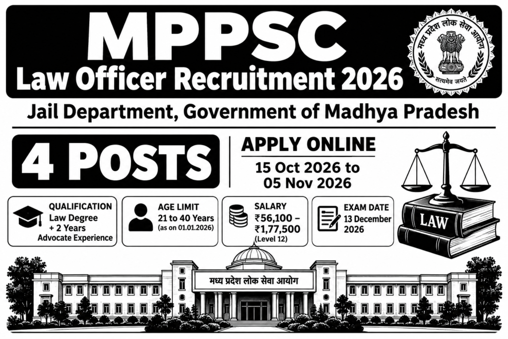 MPPSC Law Officer Recruitment 2026 for Madhya Pradesh Jail Department